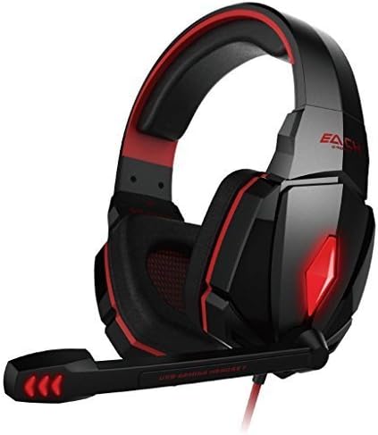 Suxia EACH G4000 Professional 3.5mm PC Gaming Stereo Noise Isolation Headset Headphone Earphones with Volume Control Mic Microphone HiFi Driver For Laptop Computer - Black + Red