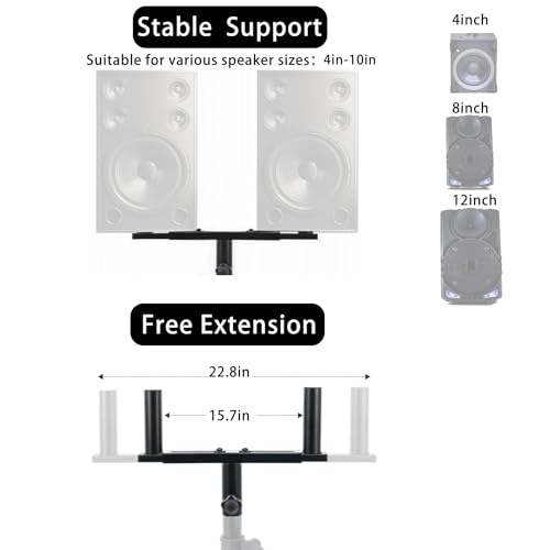 Speaker Stand Mount, Dual Speaker Pole Mount Brackets for Pa Speaker Dj Speaker On Stage Speaker,Adjustable Width(15.7\" - 22.8\") - Thumbnail 2