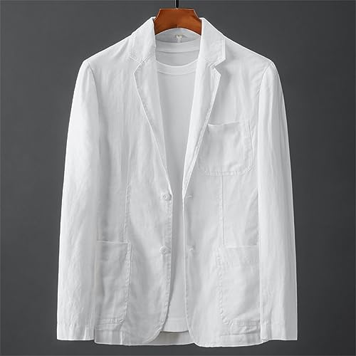 Men's Blazer Jacket Solid Color Slim Business Casual Thin Breathable Cotton Linen Suit Coat2