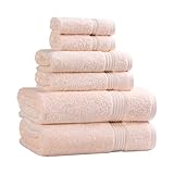Superior Luxurious Soft Hotel & Spa Quality 6-Piece Towel Set, Made of 100% Premium Long-Staple Combed Cotton - 2 Washcloths, 2 Hand Towels, and 2 Bath Towels, Peach