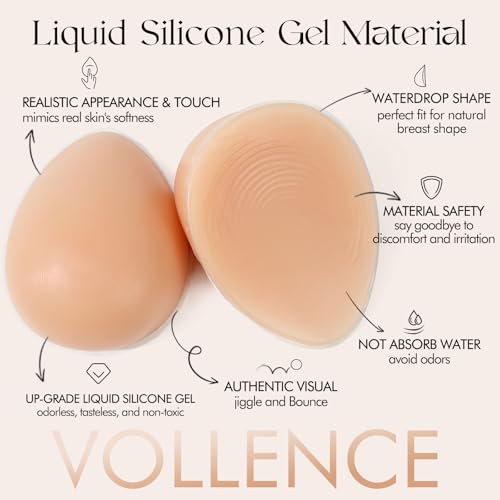 Vollence Nippleless Waterdrop Silicone Breast Forms Fake Boobs for Mastectomy Crossdresser2