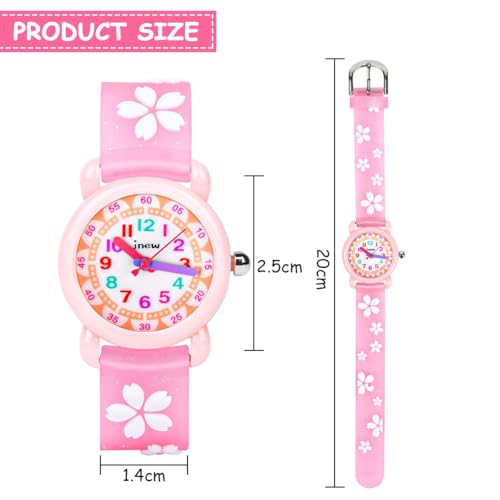 Vicloon Kinderuhr Wasserdicht Armbanduhr für Kinder Quarzwerk 3D Cartoon Design Digital für 3 bis 11 Jahre Mädchen Jungen, Rosa Druck, gürtel