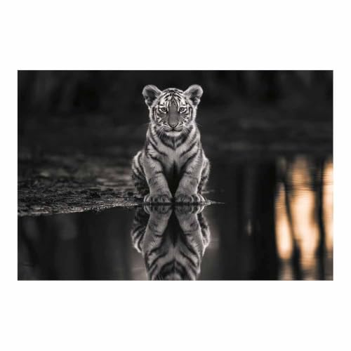 Tigres en noir et blanc art mural sur toile grand tableau pour habiller un mur de salon