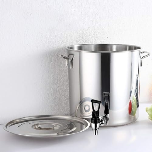 Olla de acero inoxidable, olla de acero inoxidable, olla con espiga, olla de sopa de acero inoxidable, fondo compuesto, cubo de vino de 5-90 L, olla redonda de acero inoxidable, 40 x 50 cm