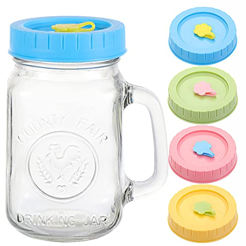 4 Pezzi Coperchi per Barattoli di Vetro con Foro