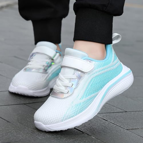 Boys Girls Sneakers Non-Slip Lace Up Adjustable Strappy Running Shoes Lightweight Breathable Athletic Tennis Shoes4