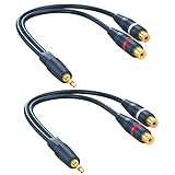 DteeDck RCA to AUX Adapter 2 Pack, RCA Female to 3.5 mm Stereo Headphone Cable Y Splitter 20CM / 0.65ft for TV, Speaker, DVD Player