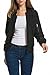 Produktbild Zeagoo Damen Jacke Bikerjacke Pilotenjacke Herbst Bomberjacke Kurz Bomber Jacket Schwarz L