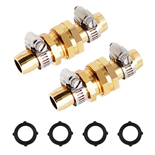 PFativant Raccord Tuyau d'Arrosage Connecteur de Réparation de Tuyau Femelle et Mâle avec Rondelle de Tuyau d'Arrosage Convient aux Raccords de Tuyau 3/4" ou 5/8", 2 Ensemble Cover