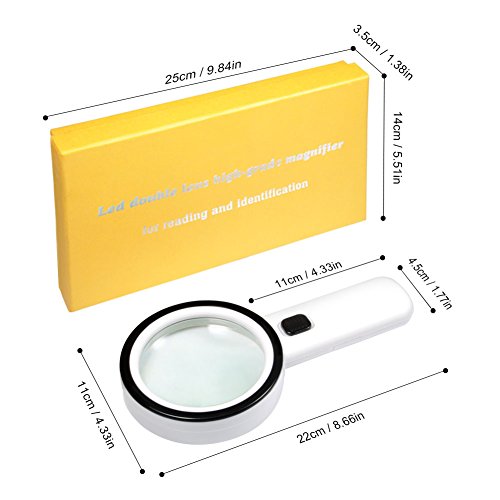 Lupa de 30x, lupa, lupa de mão para leitura, lupa de vidro com luz LED