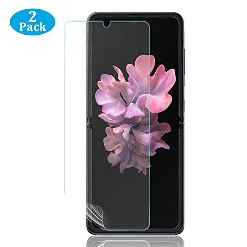 ELYCO 2 Stück Schutzfolie für Samsung Galaxy Flip Z, [Hüllenfreundlich] Klar HD Weich TPU Folie Höhe Empfindlichkeit, Anti-Kratz Vollständige Abdeckung Displayschutz Samsung Galaxy Flip Z