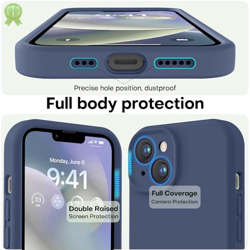 Image of LOVE 3000 Designed for iPhone 14 Case, Premium Silicone with [Soft Anti-Scratch Microfiber Lining] Shockproof Protective Phone Case for Holsters 6.1 inch, Navy Blue