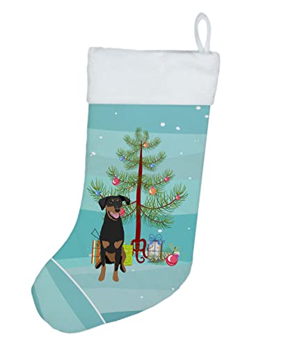 Caroline's Treasures WDK2997CS Doberman Pinscher Black and Rust Natural Ears #1 Christmas Christmas Stocking Fireplace Hanging Stockings Christmas Season Party Decor Family Holiday Decorations