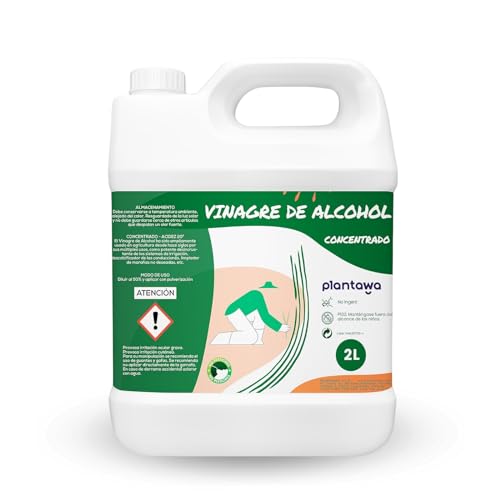 Plantawa Vinagre de Alcohol Concentrado 2 litros | Solución Natural para el Cuidado de Superficies | Acción Eficaz y Seguro | Desincrustante Calcáreo, Sin Residuo.