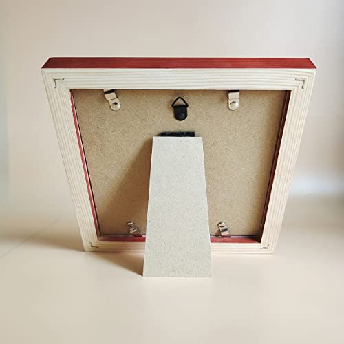 Image of 6x6 Picture Frames RED Solid Wood Frame, Plastic Panel (Film Needs to be Removed) Table or Wall.Front Window Opening 5.5x5.5 inch.