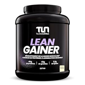 LEAN GAINER | 47g de Protéines sous 4 Formes | Isolat, Concentré de Whey, Hydrolysat et Caséine | 43g de Glucides | Maltodextrine et Fructose | L-Glycine et L-Arginine | 2,27kg | Goût Vanille | TLN