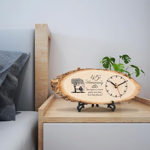 Horloge en bois 45e anniversaire de mariage décorations couple