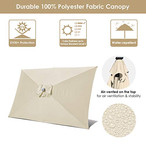 Yescom 10X6.5Ft Outdoor Rectangle Solar Powered Led Lighted Patio Umbrella With Crank Tilt For Table Market Beach Pool #TOP3