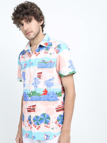 Image of Highlander Men's Slim Fit Shirts | Printed | Half Sleeves | Spread Collar | Casual Shirts | Stylish Shirt