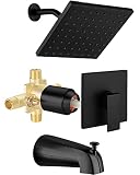 SUNZOE Shower Faucet Set with Tub Spout Matte Black Anti-Scald Pressure Balanced Bathtub Shower Fauc