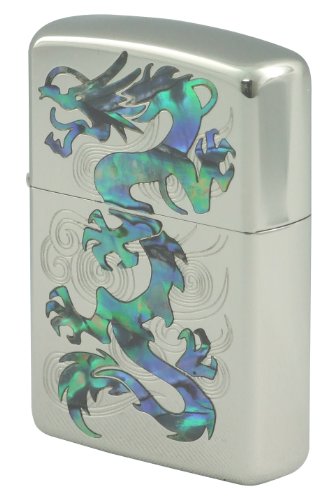 ZIPPO(ジッポー) ライター アーマー ドラゴン 貝貼り 両面加工 シルバー 162KB-RYSP