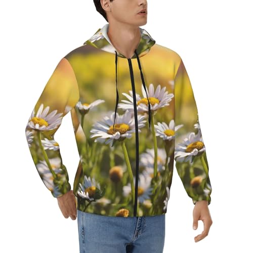 Sweat à capuche zippé homme EdWal avec motif marguerite blanche sauvage