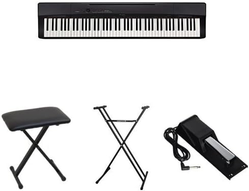 Casio Privia PX160BK 88-Key Full Size Digital Piano Bundle with Casio Bench, Stand, and Sustain Pedal