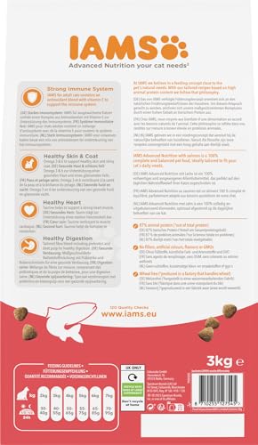 IAMS Katzenfutter trocken mit Lachs - Trockenfutter für Katzen im Alter von 1-6 Jahren, 3 kg