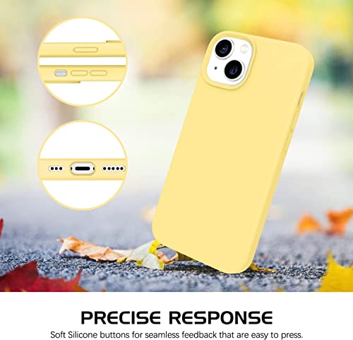 Image of MIDOS Back Cover Compatable with iPhone 13 Liquid Silicone Case Full Protection Shock Proof Back Cover for iPhone 13 (Yellow)