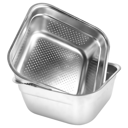 Youyijia Washing Up Bowl Set, 2-in-1 Washing Up Bowl & Strainer Bowl, Stainless Steel Dish Tub with Colander, for Washing Rice and Draining, Vegetable and Fruit Food Preparation (Large)