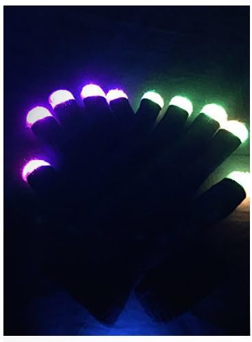 WDCS LED Gloves Party Light Show Gloves- 6 Light Flashing Modes. The Best Gloving & Lightshow Dancing Gloves for Clubbing, Rave, Birthday, EDM, Disco, and Dubstep Party (Black 6 Modes)