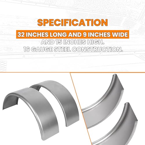 image for HECASA Steel Round Single Axle Trailer Fenders and Fender Backs Fits 1