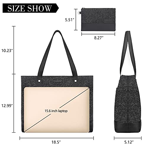 Laptop Tote Bag for Women, Water Resistant Canvas Womens Work Tote Bag, Large Capacity Shoulder Bag Fits 15.6 inches Laptop 6