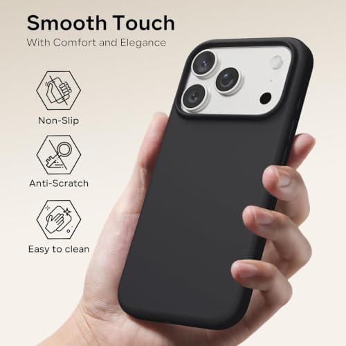 Image of DIZORO Compatible with (iPhone 18 Pro Max Case)(2026), Liquid Silicone 3 Layers Full Covered Soft Gel Rubber Phone Case,Shockproof Protective Cover with Anti-Scratch Microfiber Lining-Black