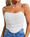 ROYHON White Corset Top Womens Bustier Corset Top (White, M)