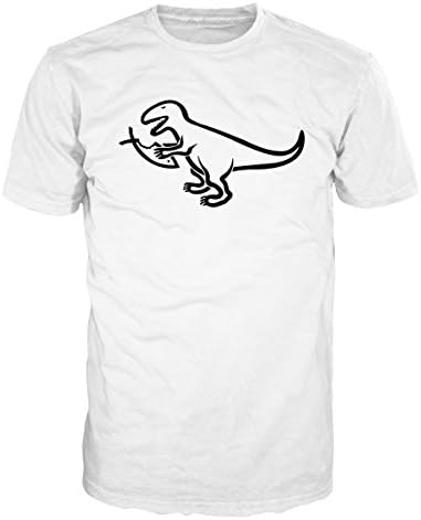 Dalesbury T-Rex Eats Jesus Fish Funny Atheism T-Shirt (L, White) Apparel