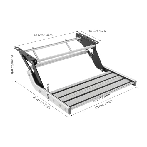 Wohnmobil Außentreppe Trittstufe Aluminium Mit LED Beleuchtung Manuelle Klappbare Rutschfeste Wetterfeste Einzelstufe Einfache Montage Zubehör Für Wohnwagen Camper RV Autozubehör Für Eingang Treppe