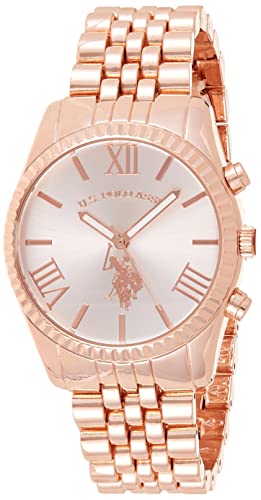 U.S. Polo Assn. USC40060 Montre analogique à Quartz pour Femme avec Affichage analogique et Ton Or Rose