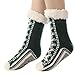 Dsgzkk Thick Fleece Lined Slipper Socks with Funny Sneaker Pattern for Women Nonslip Grippers Thermal Warm Winter Home