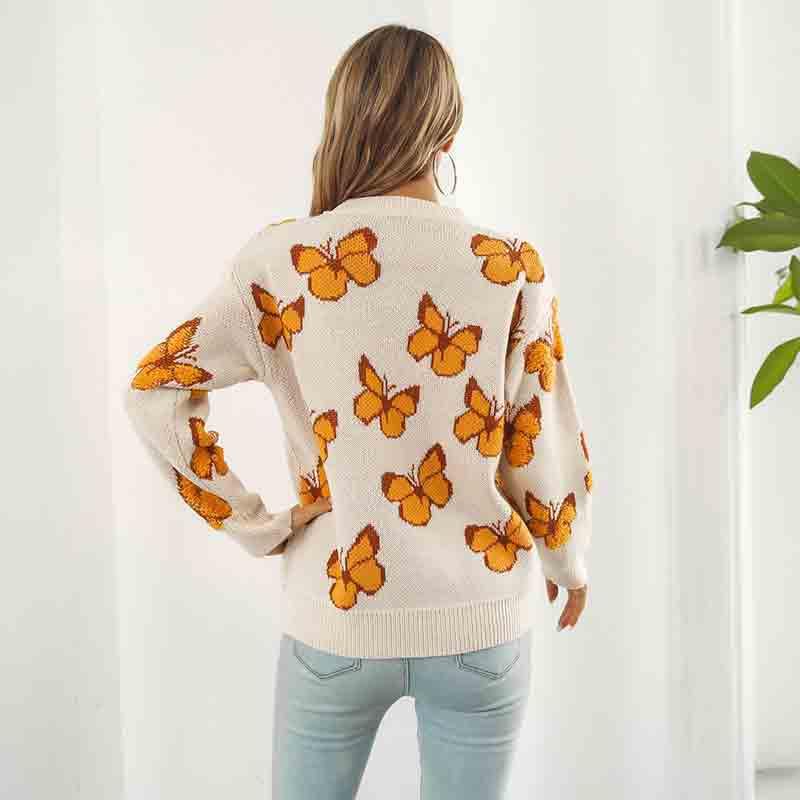 Women's Y2K Three-Dimensional Butterfly Sweater Women's Loose Autumn and Winter Long Sleeved Knitted Sweater2