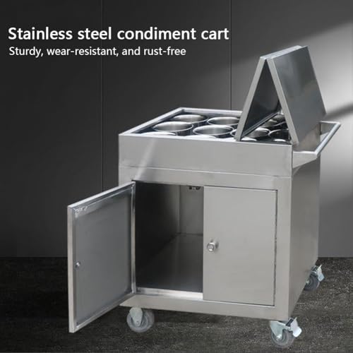 Scaffale per condimenti in acciaio inossidabile con 12 barattoli, carrello versatile per ristoranti e bar, stazione di preparazione di insalata di sandwich commerciale, 73 x 48 x 80 cm