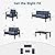 Wisteria Lane Aluminum Outdoor Patio Furniture Set, 7 Seats Modern Patio Conversation Sets, Outdoor Sectional Metal Sofa with 5 Inch Cushion and Coffee Table for Garden, Black Frame and Blue Cushion