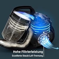 Rowenta Compact Power Cyclonic, Bodenstaubsauger beutelloser, entfernt tiefsitzenden Schmutz, 750 Watt, 1,5 Liter Fassungsvermögen, leichte Entleerung, Staubsauger leise, schwarz/blau, RO3731 – Ansicht 4