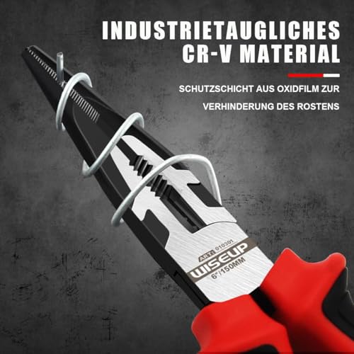 WISEUP Professional Needle Nose Pliers 8-inch Industrial Cr-V Long Nose Pliers with Twice Air-hardening - Image 5