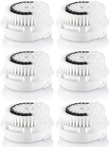 Facial Cleansing Brush Head Replacement, Facial Cleanse Brush Head, Normal Sensitive Facial Brush Heads, for Acne Prone, Clogged, Enlarged Pore, Deep Pore Sensitive Skins (White/6Pack)