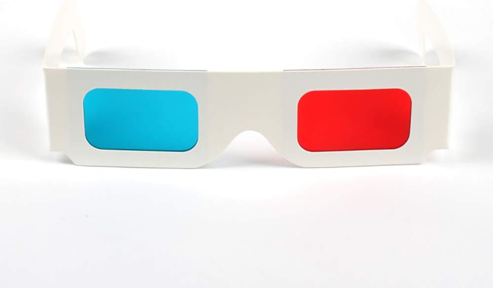 Jtshy 50 Pairs - Flat- 3D Glasses Red and Cyan White Frame Anaglyph Cardboard