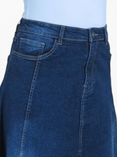 Jupe en jean maxi extensible et confortable avec sa coupe évasée