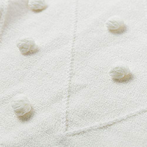 Miessial Women's Crew Neck Lantern Sleeve Sweater Pullover Elegant Knit Jumper Top White 4-6 #TOP5