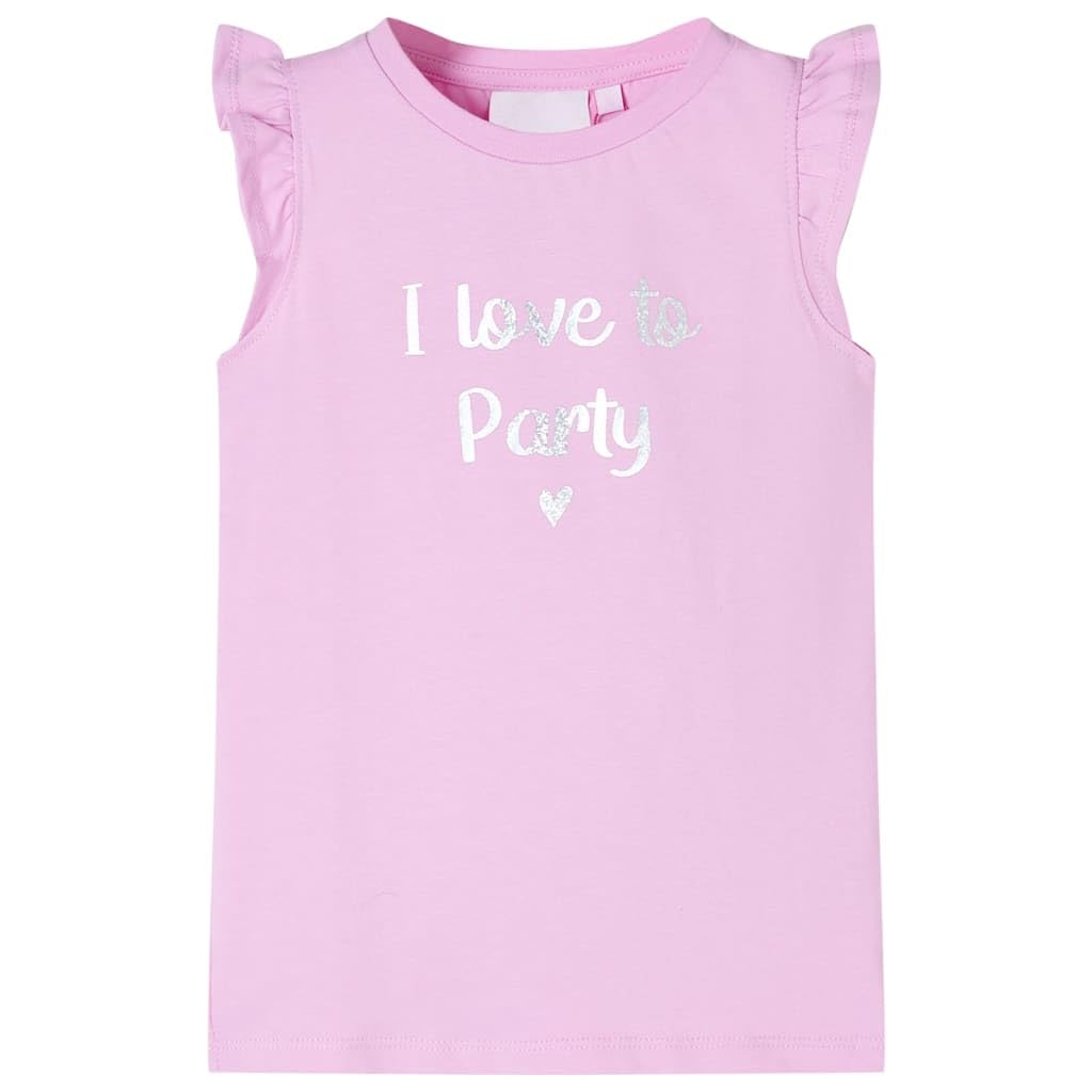 Vidaxl Unisex Kids Lila Kids' T-Shirt - Everyday Wear Top With Glitter Print And Ruffle Sleeves In Size 128, Machine Washable