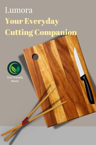 Image of Lumora Pure Neem Wood Chopping Board | Natural Anti-Bacterial Wooden Cutting Board for Kitchen | Knife Friendly, Durable & Eco-Friendly Board for Vegetables, Fruits, Meat & Cheese (Medium 30x20cm)